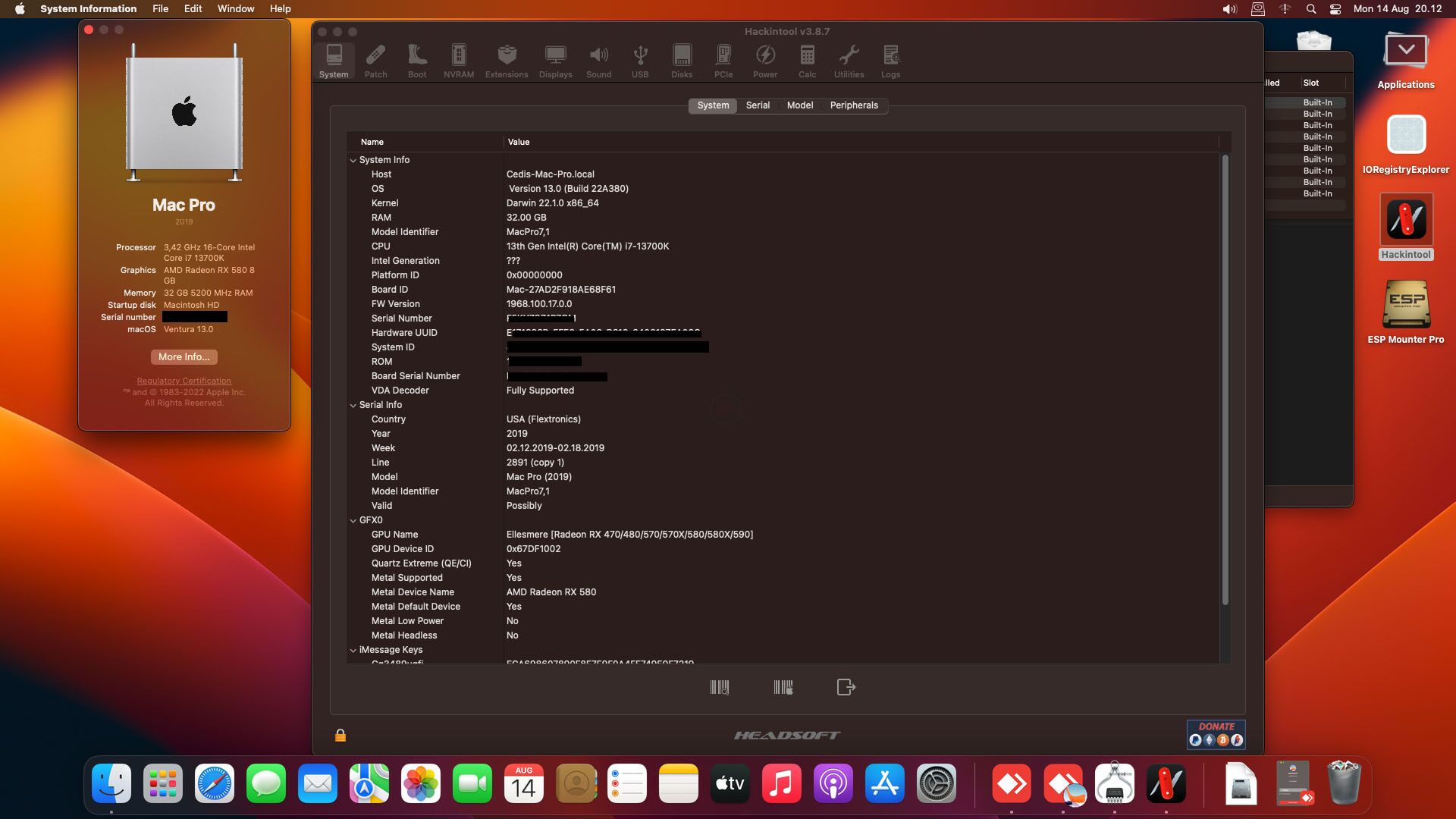 EFI GIGABYTE Z790 Hackintosh Intel i7 13700K Ventura 13.0 OC - Gambar 4