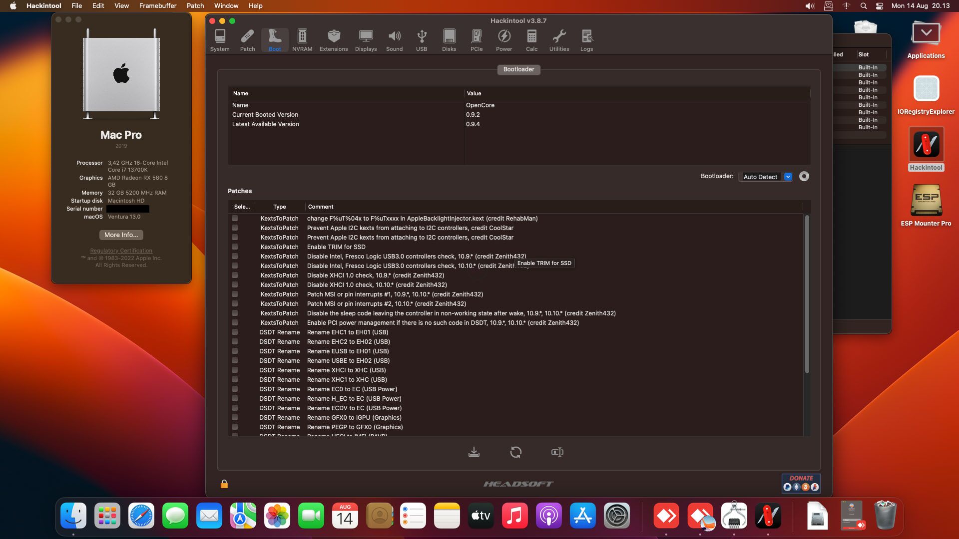 EFI GIGABYTE Z790 Hackintosh Intel i7 13700K Ventura 13.0 OC - Gambar 8