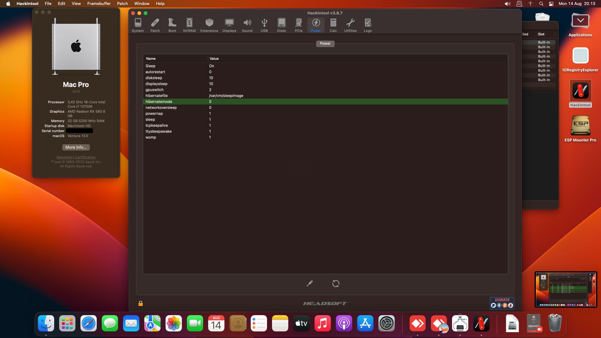 EFI GIGABYTE Z790 Hackintosh Intel i7 13700K Ventura 13.0 OC - Gambar 2