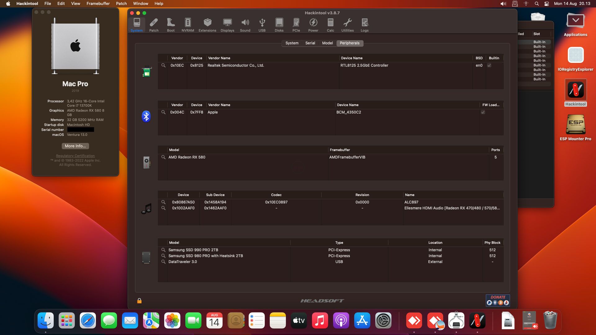 EFI GIGABYTE Z790 Hackintosh Intel i7 13700K Ventura 13.0 OC - Gambar 5